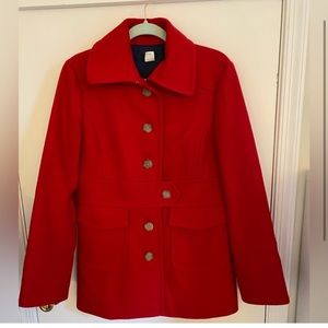 NWOT J Crew J.Crew Red Wool Peacoat Size 14